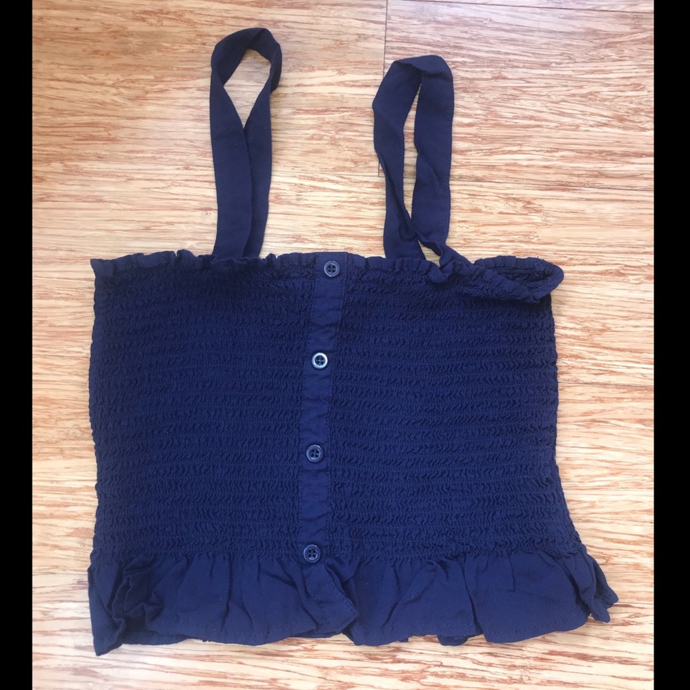 Kendall & Kylie Ruffled Smocked Crop Top